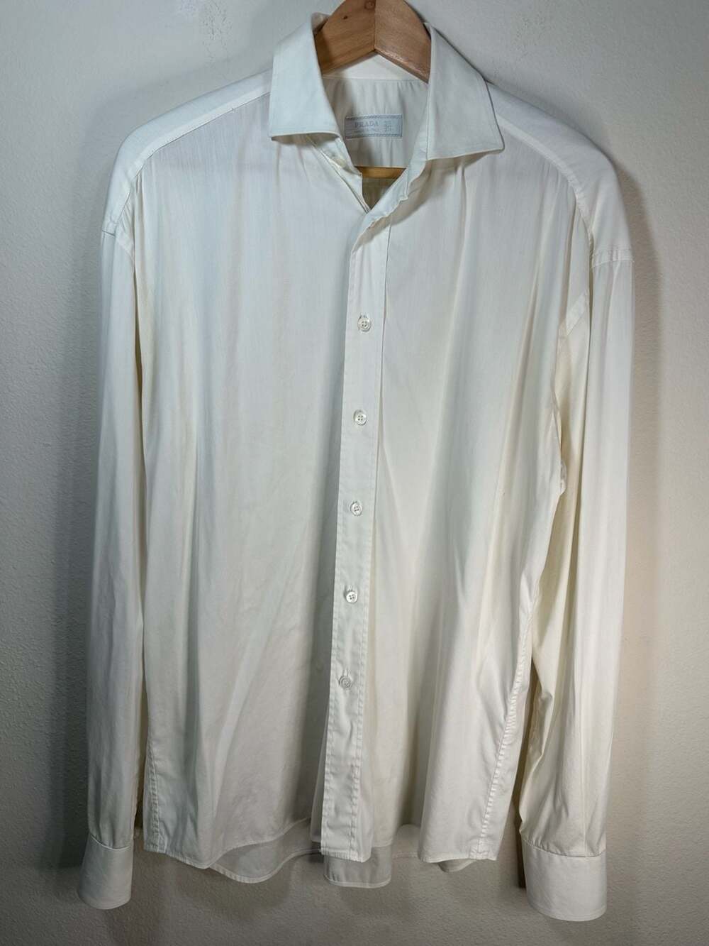 Prada White Long Sleeve Button Down Dress Shirt Size 39 15.5
